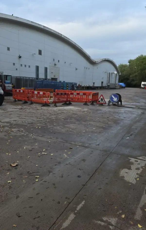 Road plates in place